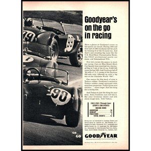 1964 Goodyear Tires Race Car Championships Winners Vintage Print Ad Wall Art